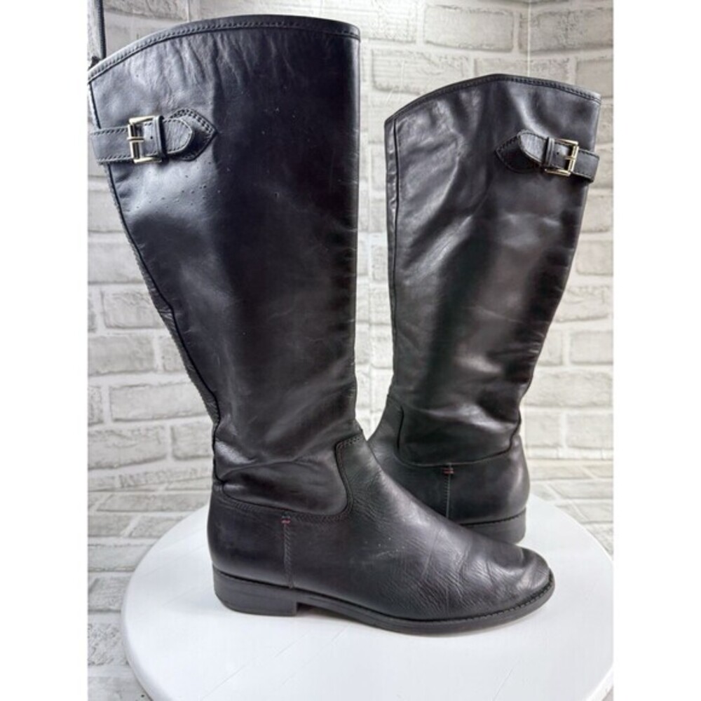 Tommy Hilfiger TWDEXTER Women’s Size 10 Black Leather Knee High Riding Boots